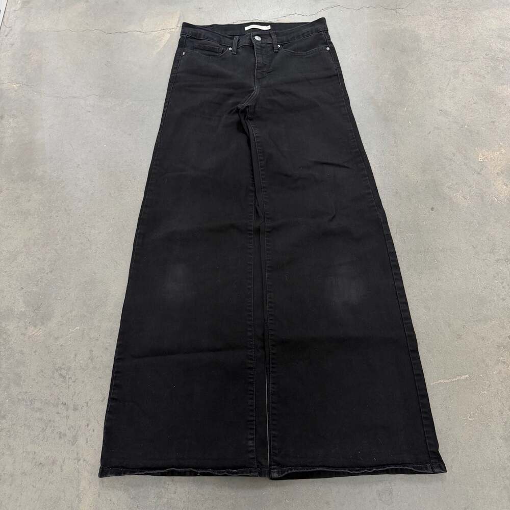 Levi's 318 Shaping Wide Leg Jeans Black Size 28